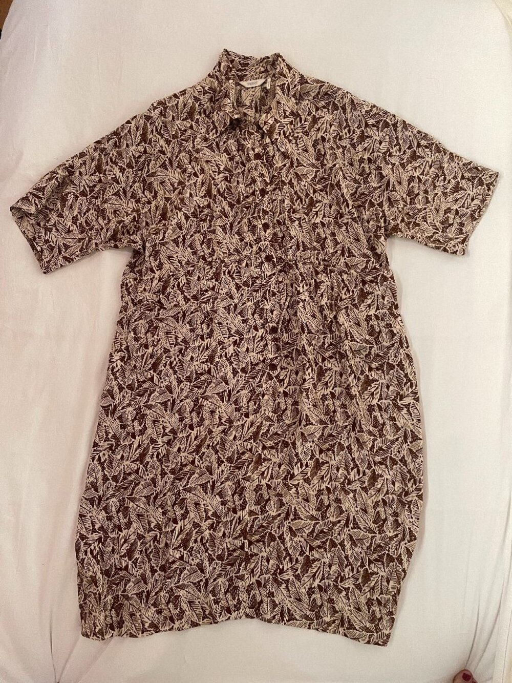 TOAST "Leaves" Print Crinkle Viscose Dress | Size Small